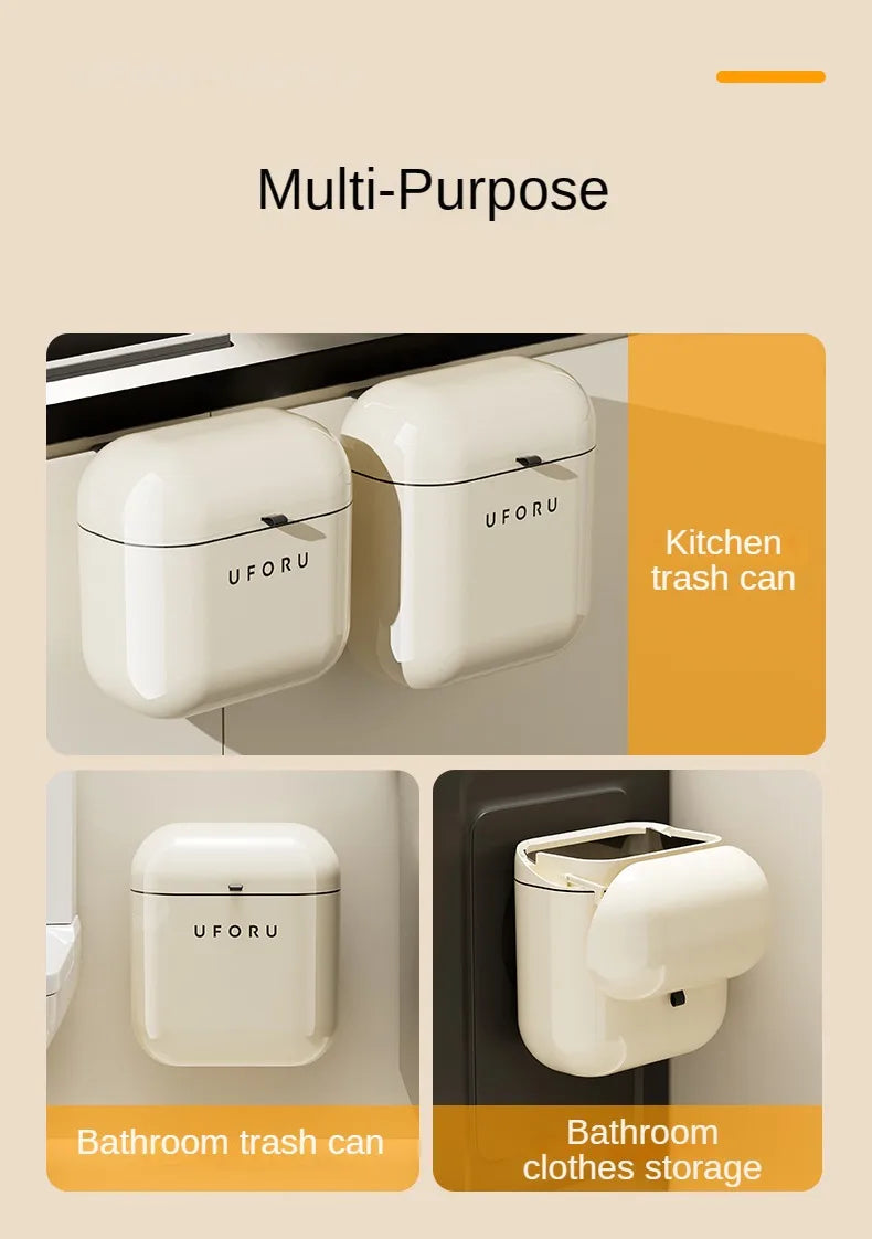 9L/12L DIY Cream-Colored Wall-mounted Kitchen Trash Can with