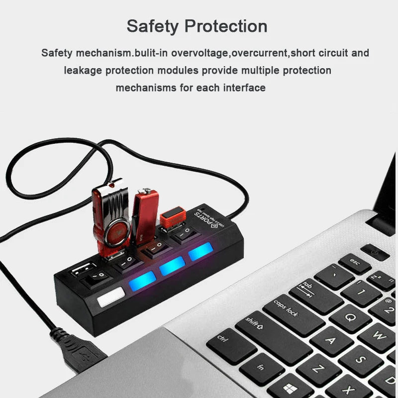 USB 2.0 Hub Multi USB Splitter Ports Hub
