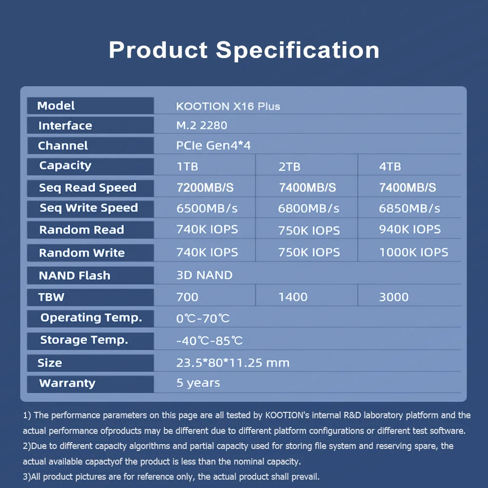 KOOTION X16 PS5 console M.2 SSD NVMe 2TB