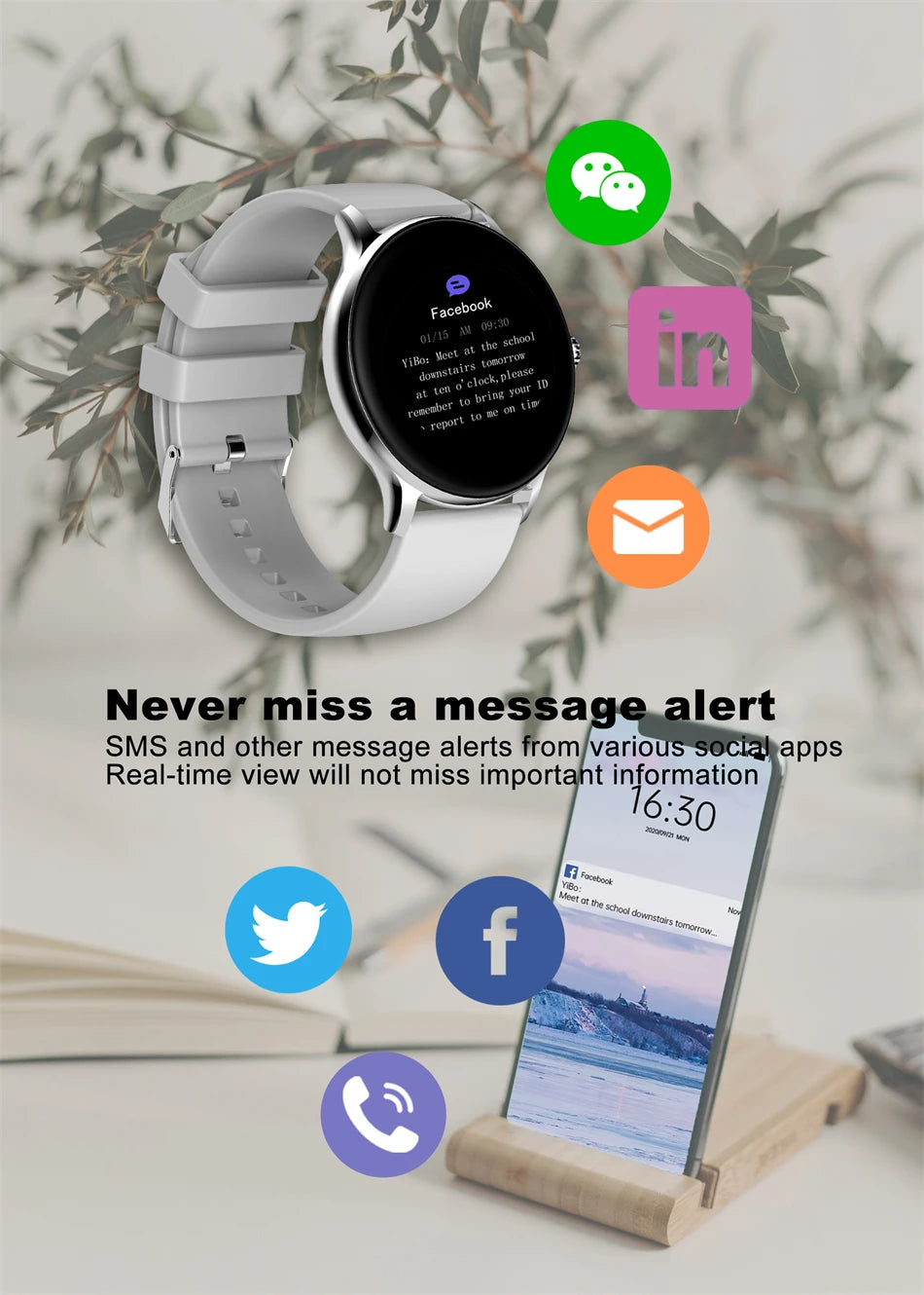 LIGE Women Smart band Watch Real-time Weather Forecast
