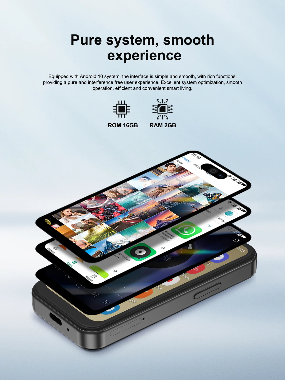 FUFFI-i16 Pro Mini Smartphone,4G Network,3.75 inch,2+16GB ROM,Android 10.0,Mobile