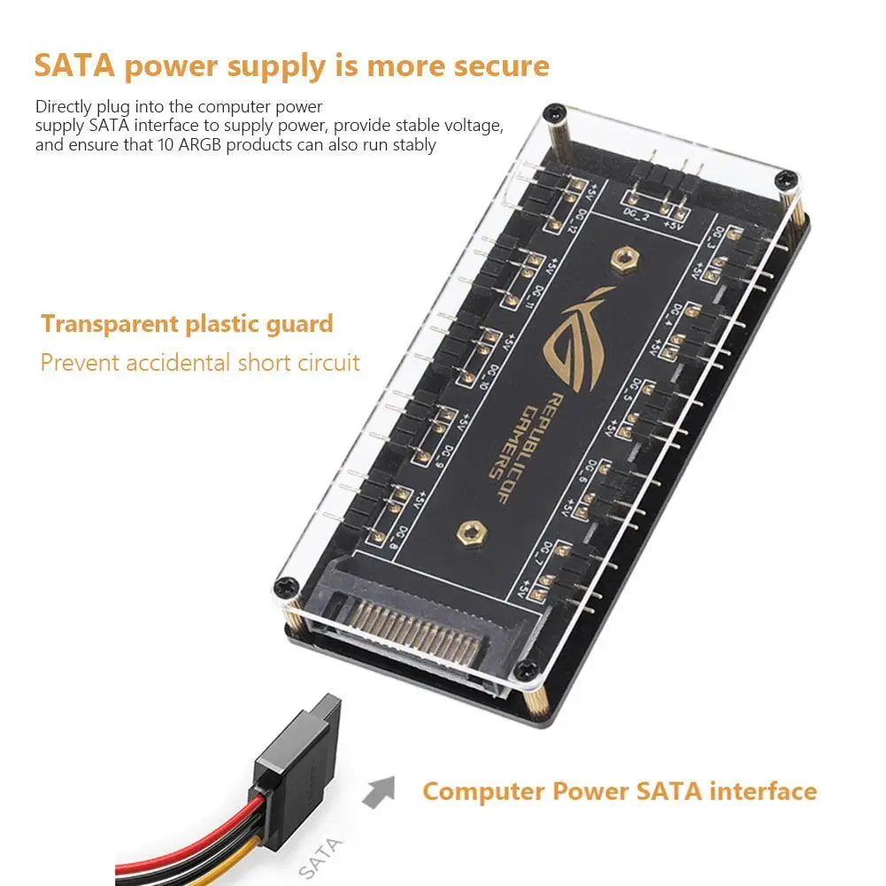 Coolcirc ARGB Connector 1 To 10 Port Splitter
