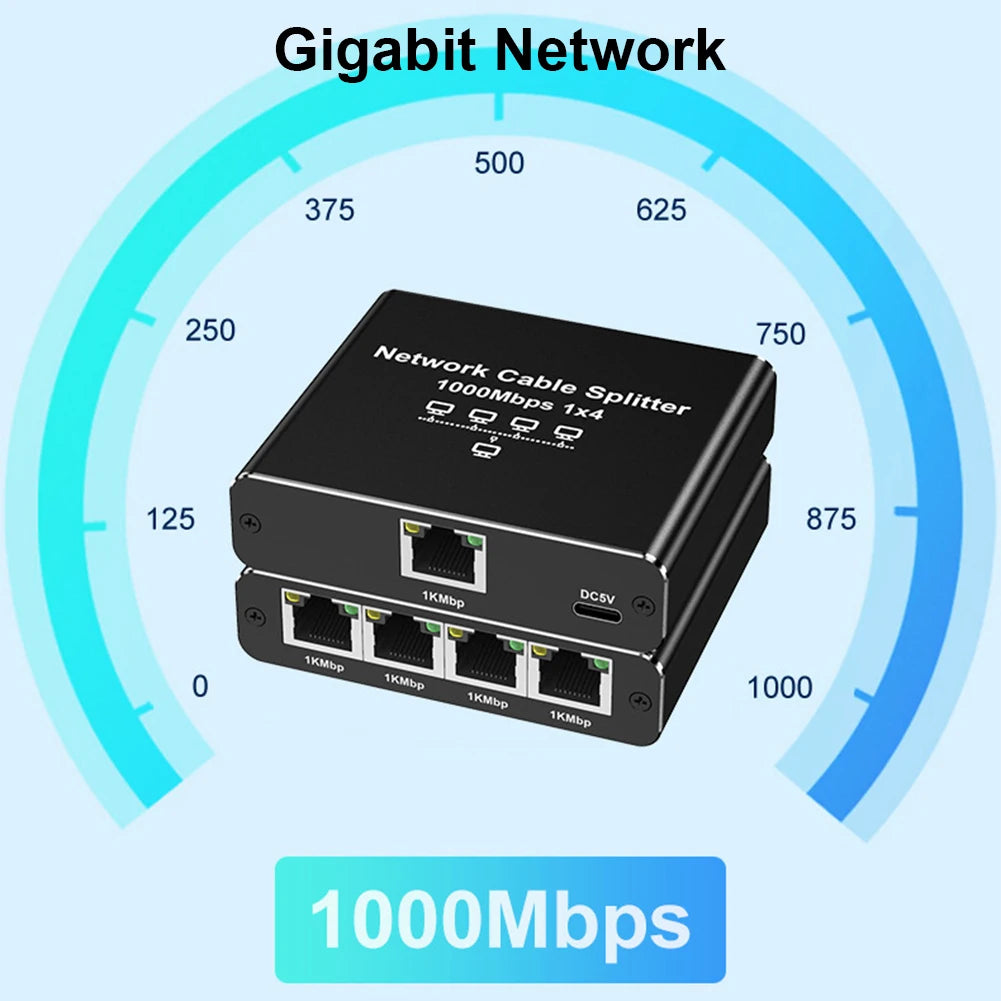 MZX 1-in-4-out 1000M Gigabit Network Hub Switch RJ45