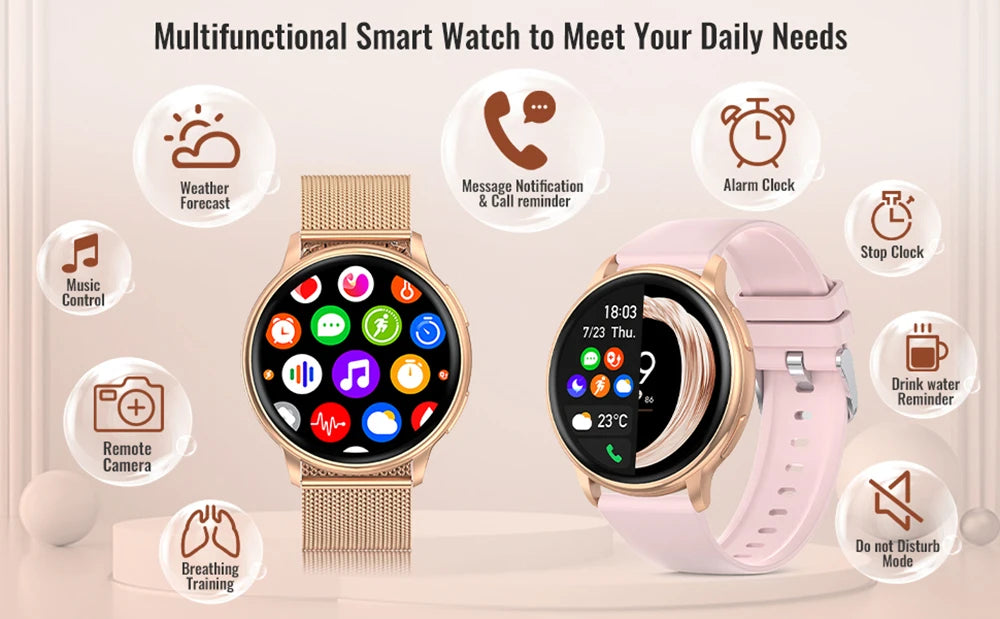 MEVADEN Bluetooth Call Smart Watch Women Custom Dial