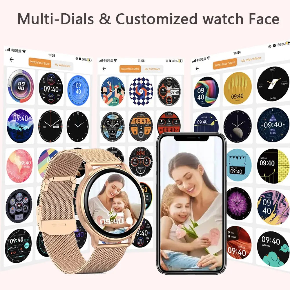 MEVADEN Bluetooth Call Smart Watch Women Custom Dial