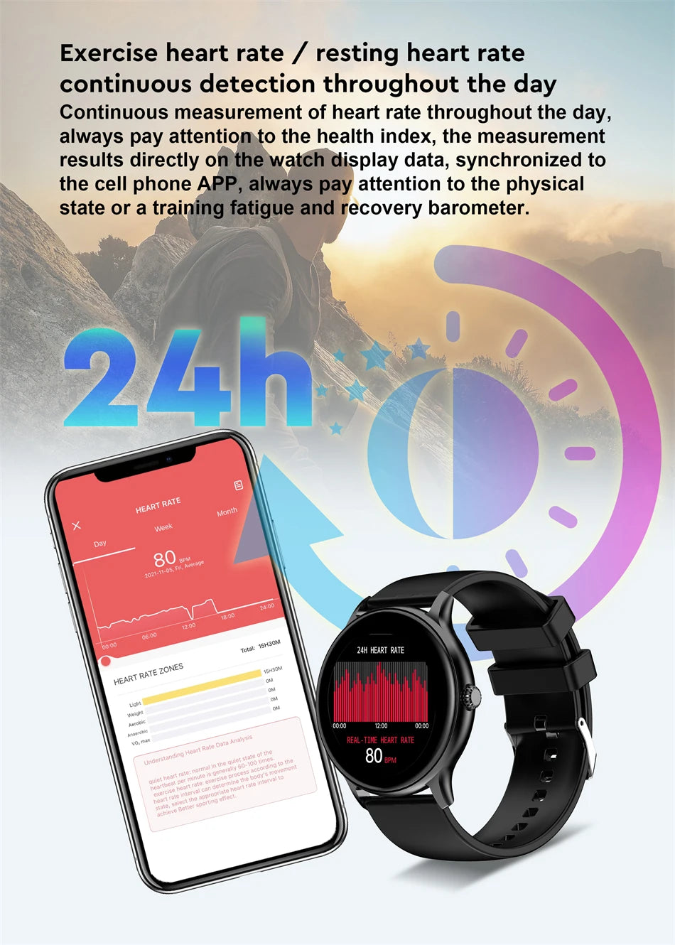 LIGE Women Smart band Watch Real-time Weather Forecast
