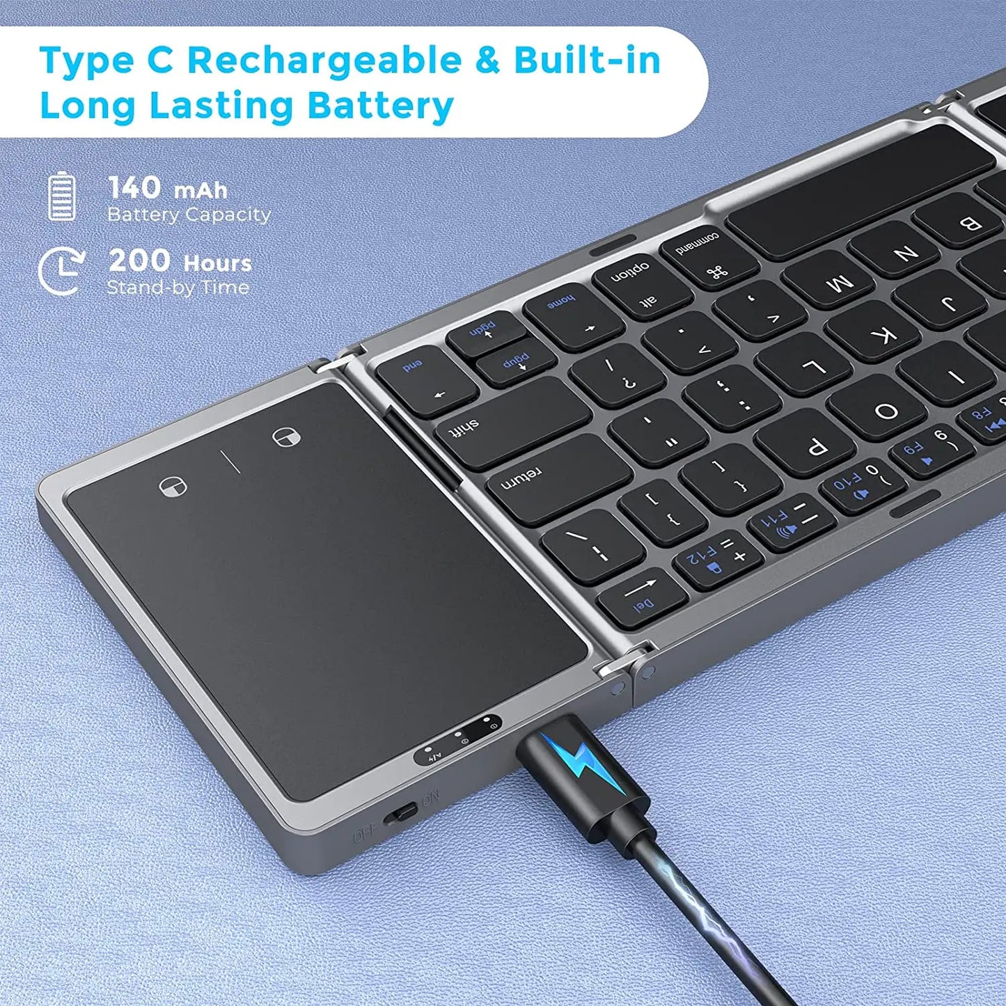 Seenda Foldable Wireless Bluetooth Keyboard Rechargeable Folding Portable