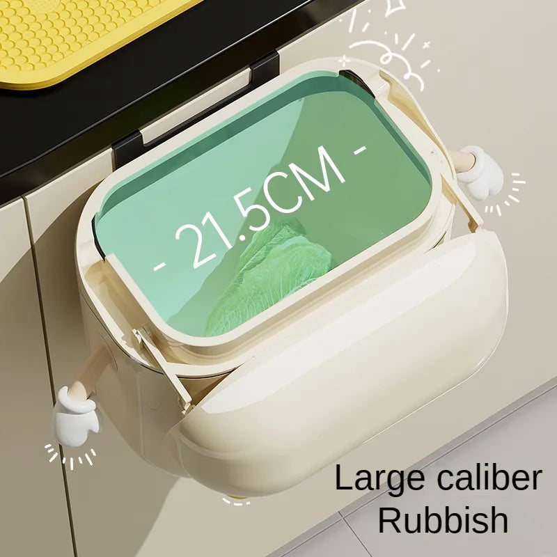 9L/12L DIY Cream-Colored Wall-mounted Kitchen Trash Can with