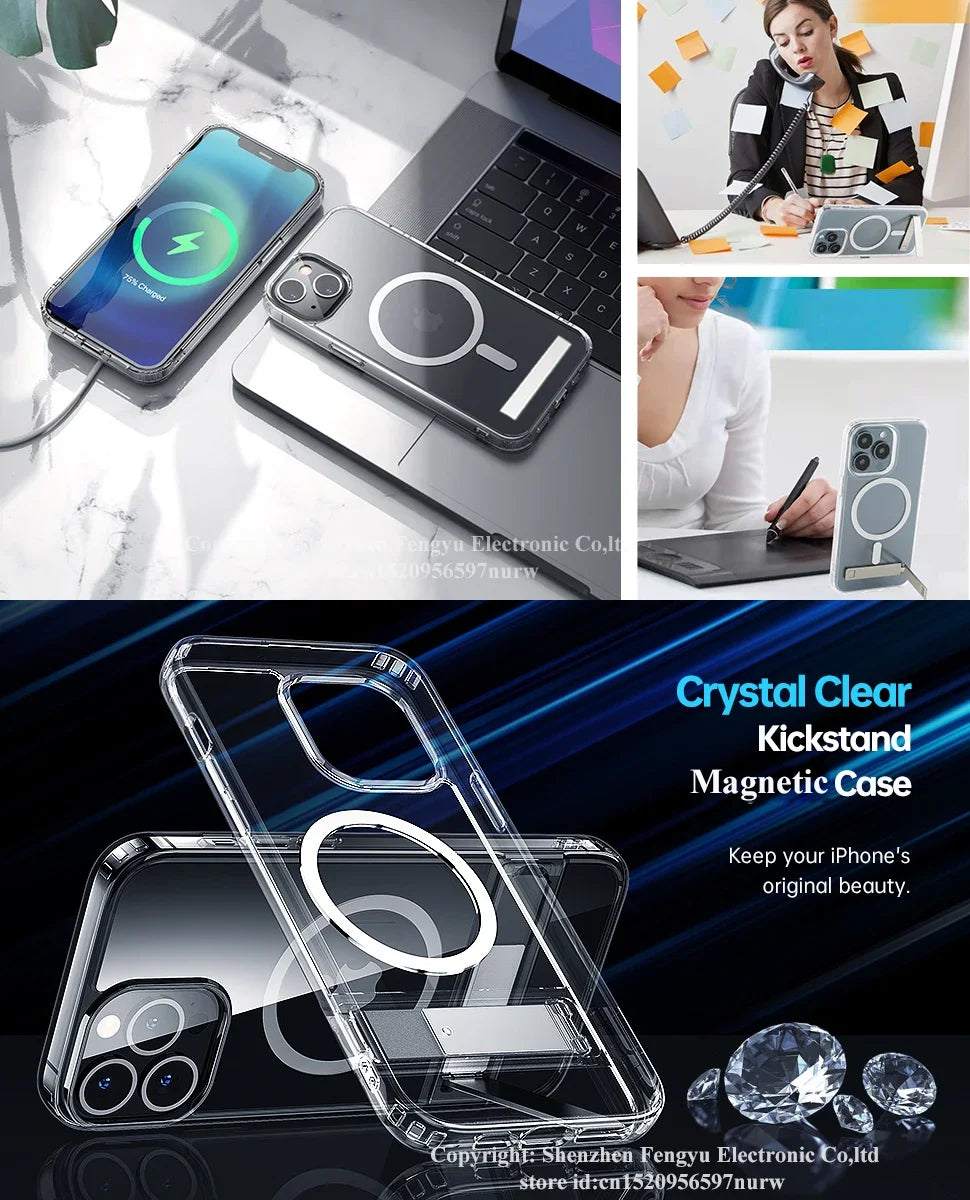 Clear Magnetic Phone Case for iPhone 16 15