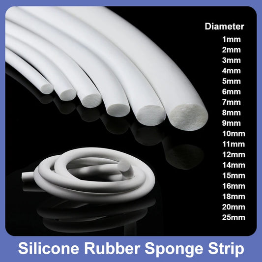 White Silicone Rubber Sponge Strip 1/2/3/4/5/6/7/8/9/10/12/14/16/18/20/25mm Round Foamed