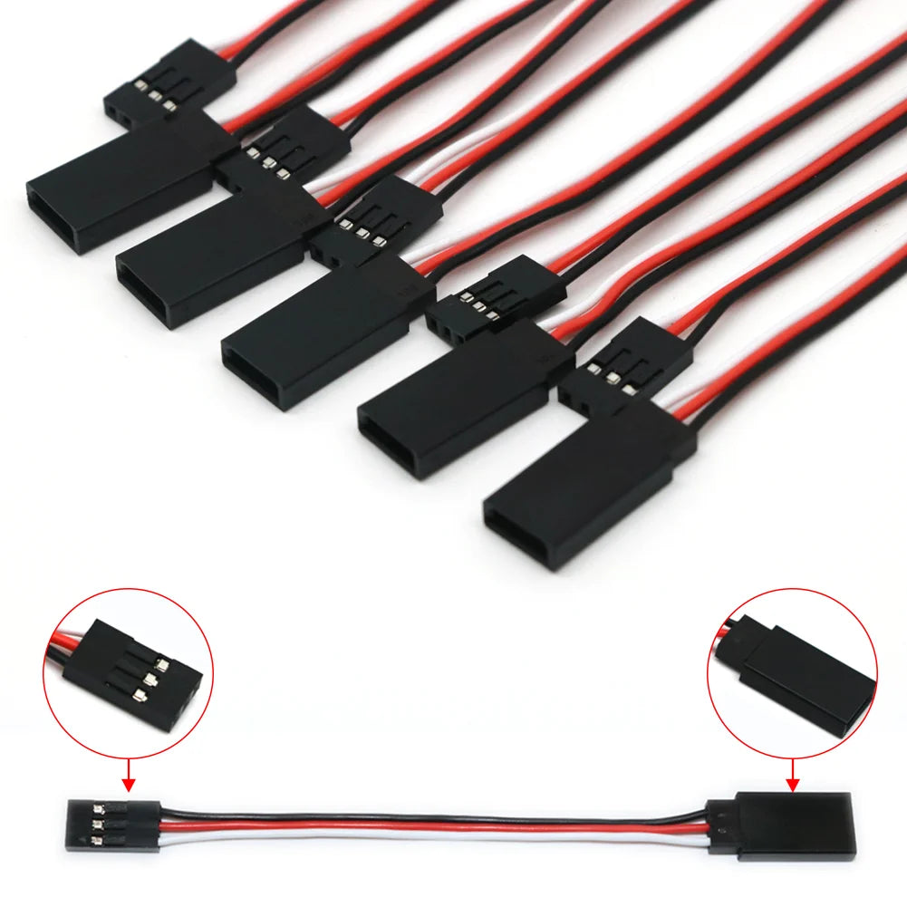 10pcs 100mm/150mm/200mm/300mm/500mm RC Servo Extension Cord Cable Wire