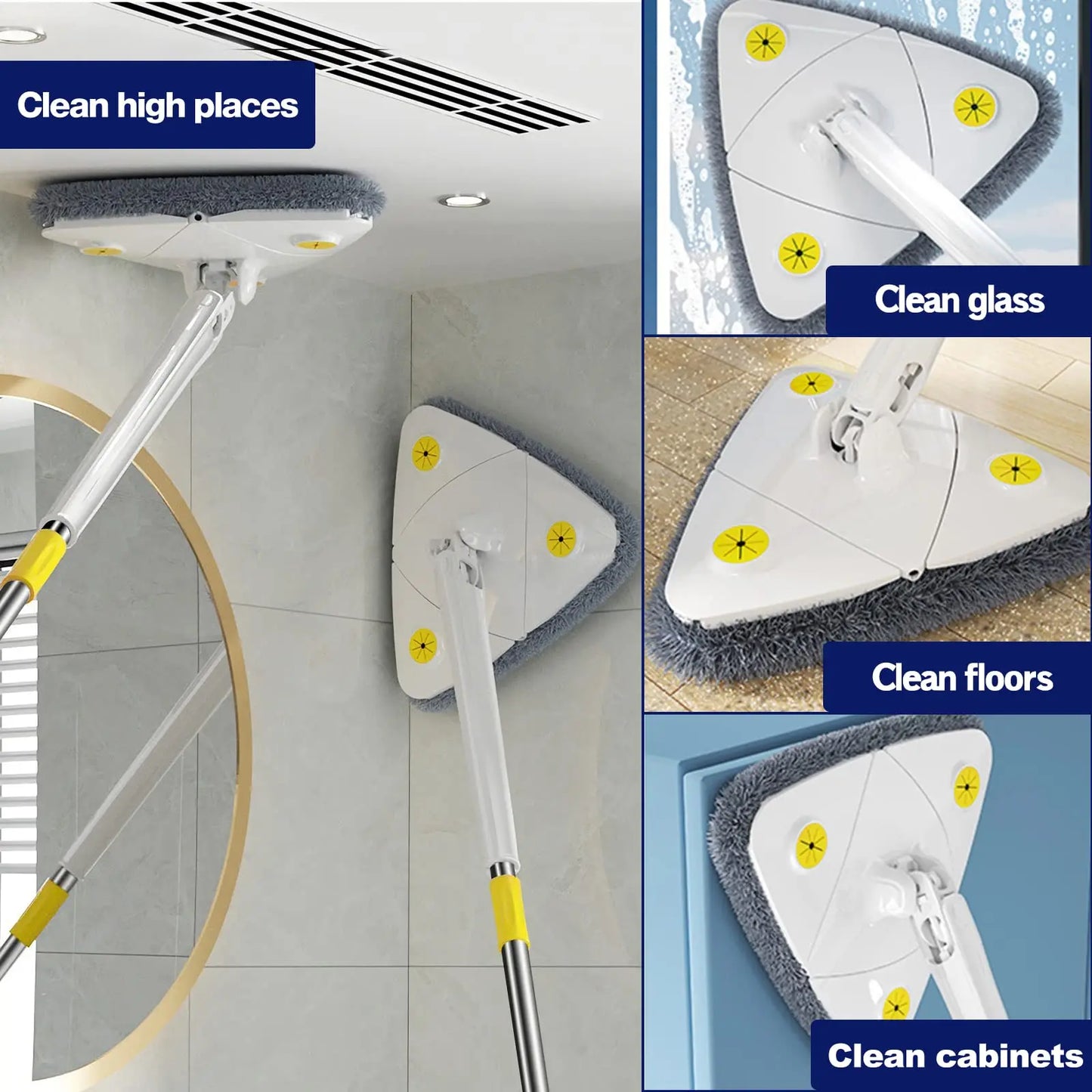 Rotatable Telescopic Triangle Mop 360° Spin Cleaning Mop