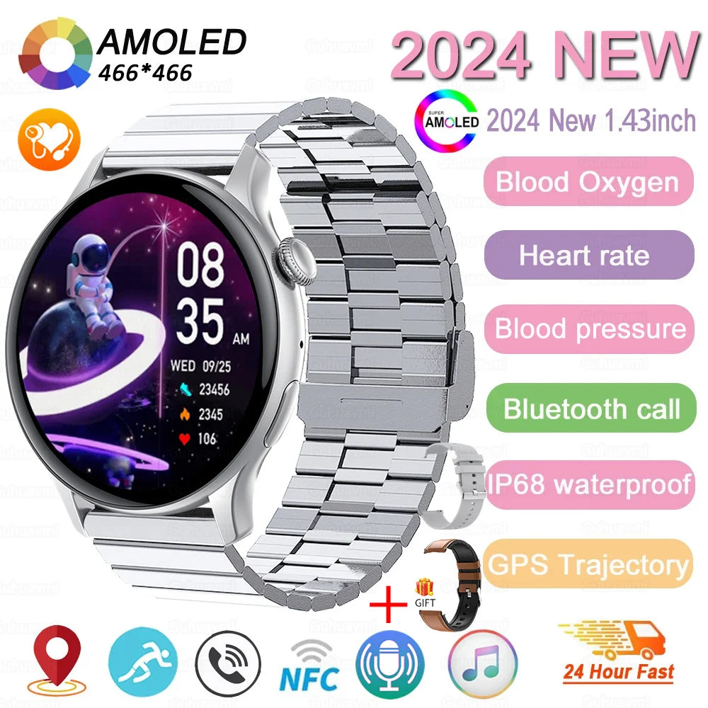 2024 New GPS Smart Watch Women True AMOLED