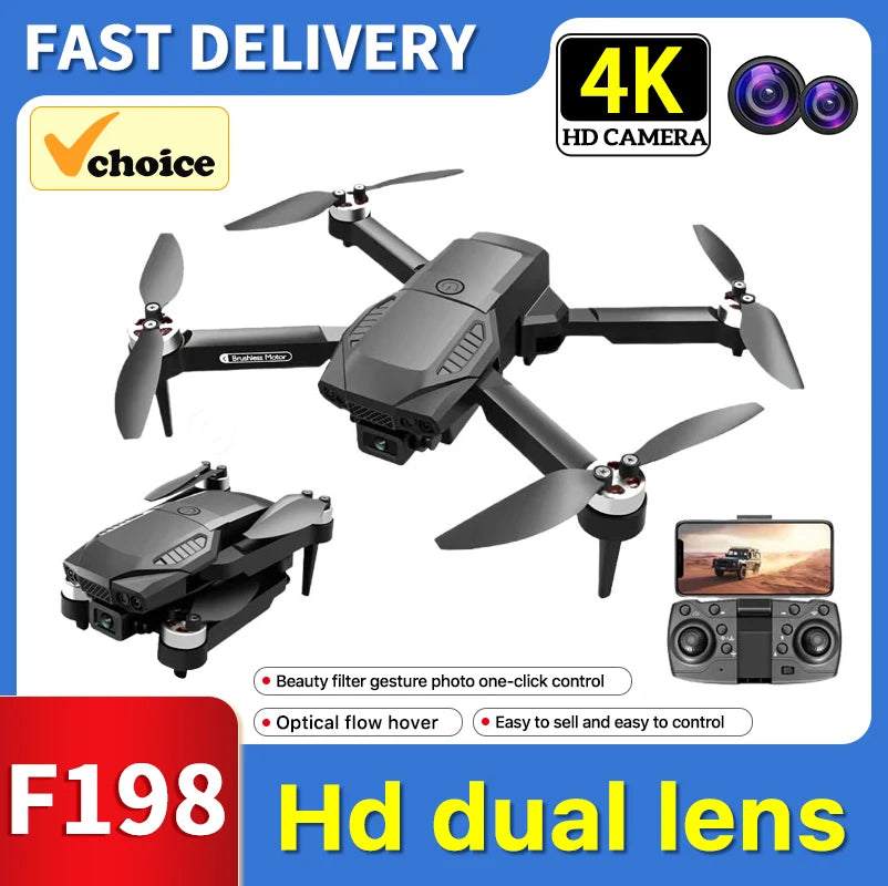F198 Brushless Drone Optical Flow Positioning Dual Camera