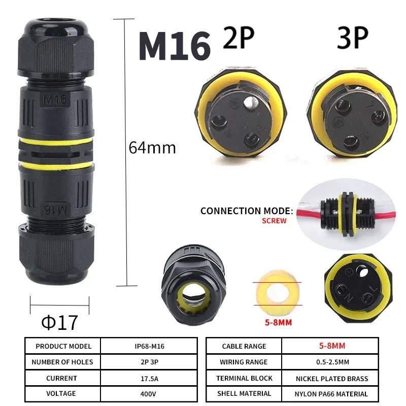 IP68 Outdoor Waterproof Junction Box Electrical Cable Connector,
