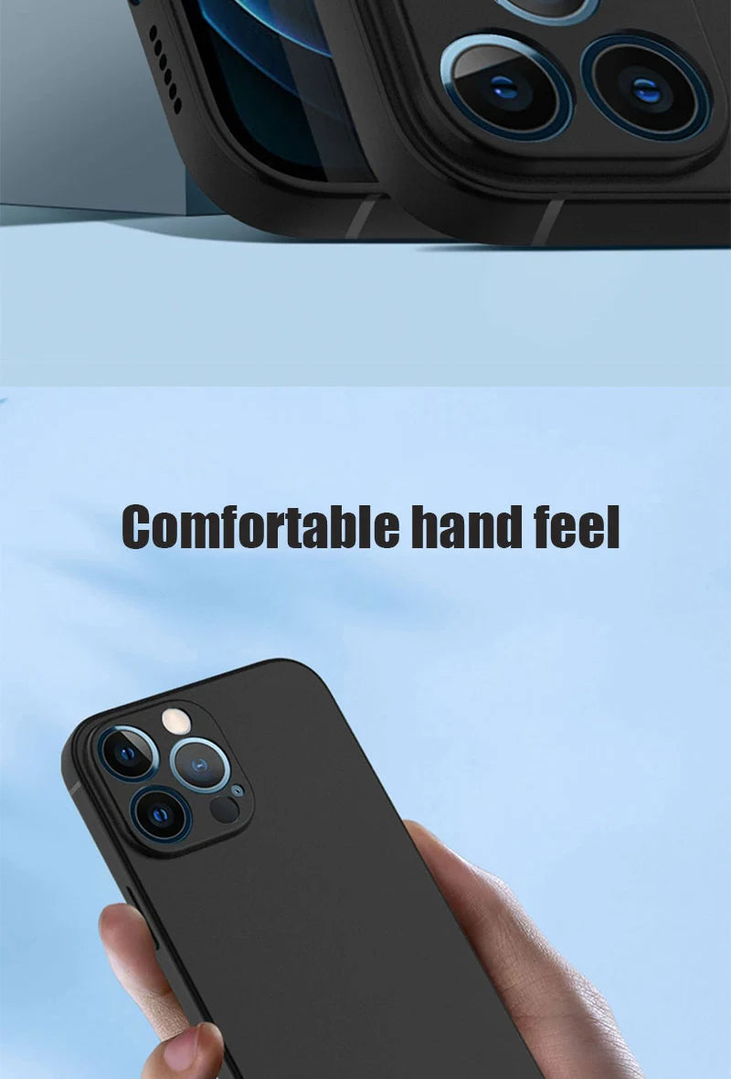 Luxury Black Silicone Matte Phone Case For iPhone