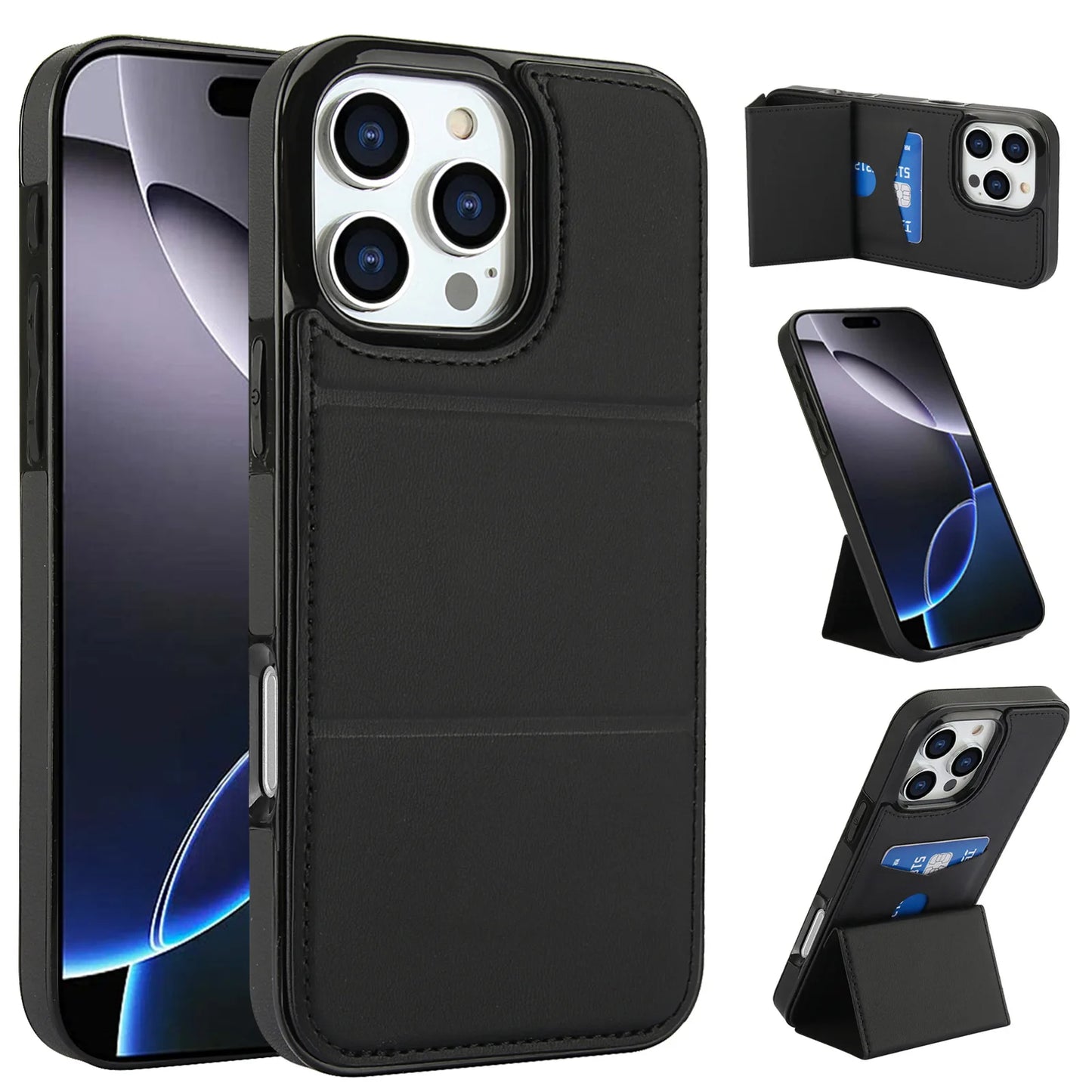 PU+TPU Leather Wallet Magnet Card Holder Phone Case