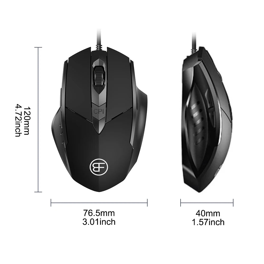 USB Wired Mouse, 7200 DPI Corded Computer Mouse