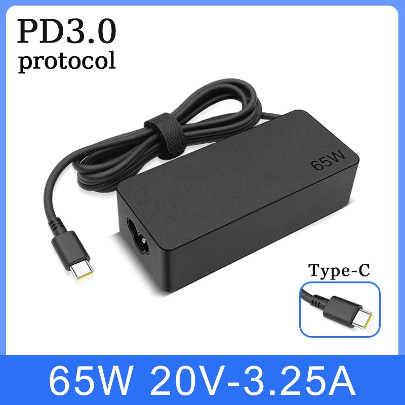 65W 20V 3.25A USB C Laptop Charger Adapter