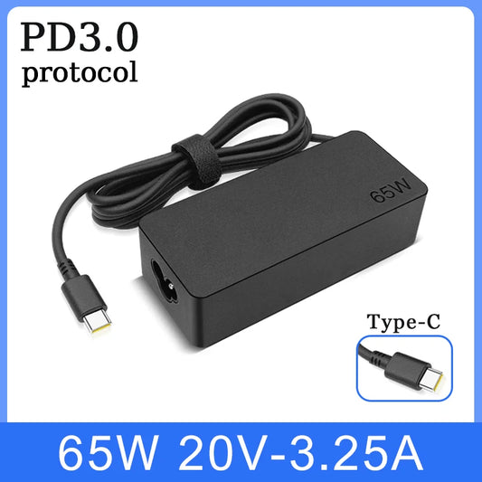 65W 20V 3.25A USB C Laptop Charger Adapter