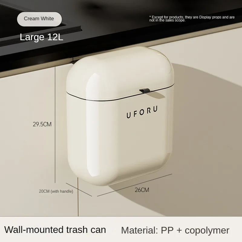 9L/12L DIY Cream-Colored Wall-mounted Kitchen Trash Can with