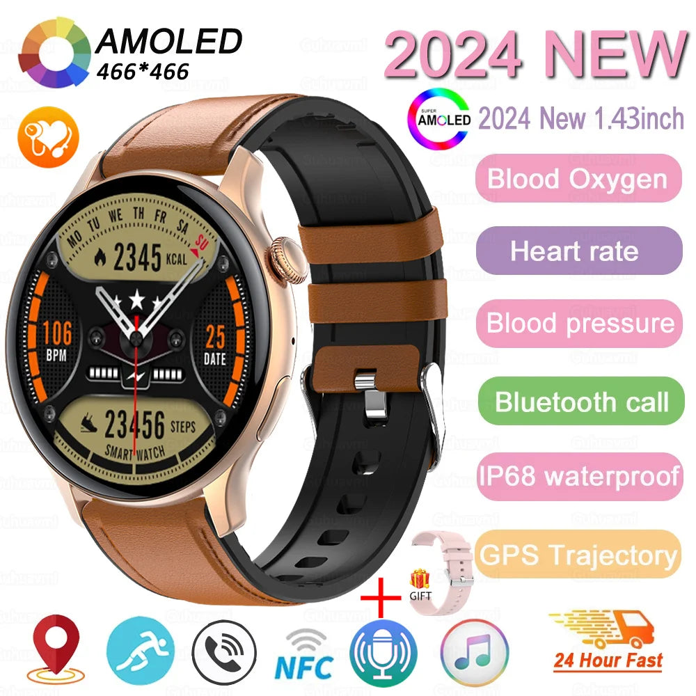 2024 New GPS Smart Watch Women True AMOLED