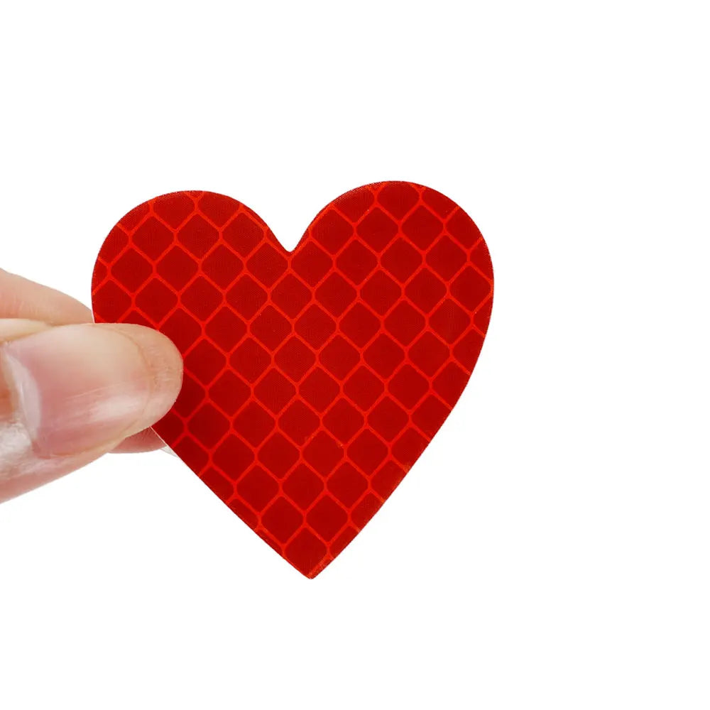12pcs Heart Shape Reflective Car Stickers Night Warning