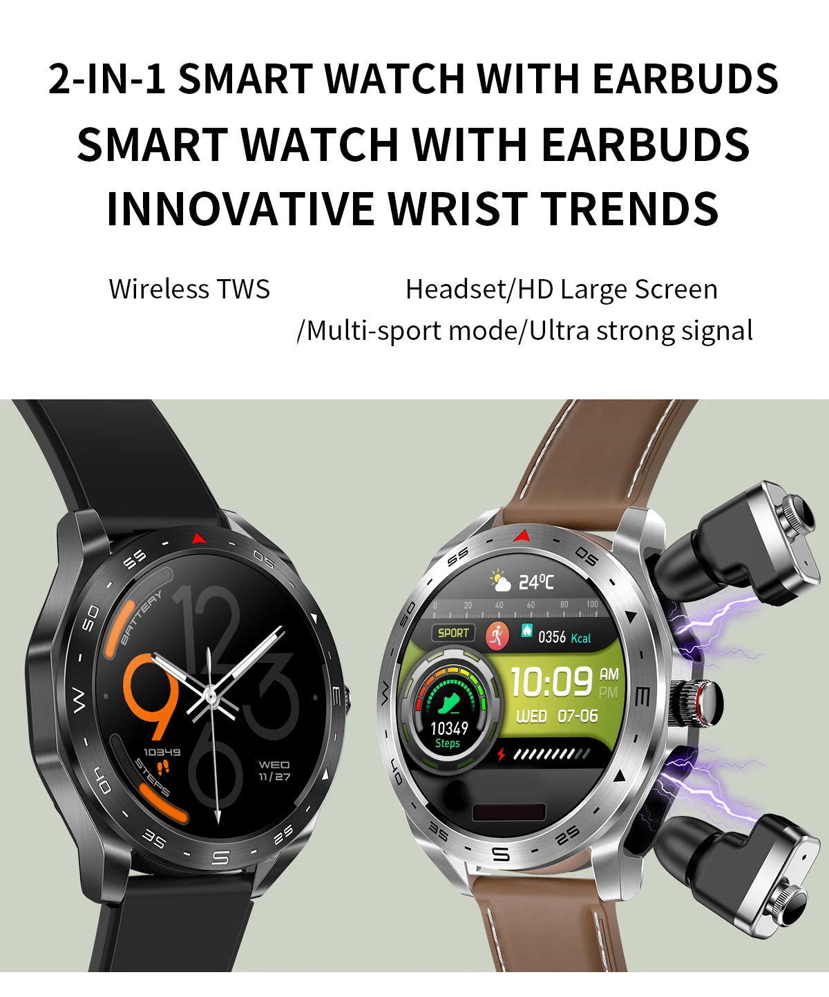 2024 New Smart Watch TWS 2-in-1 Bluetooth Earphones