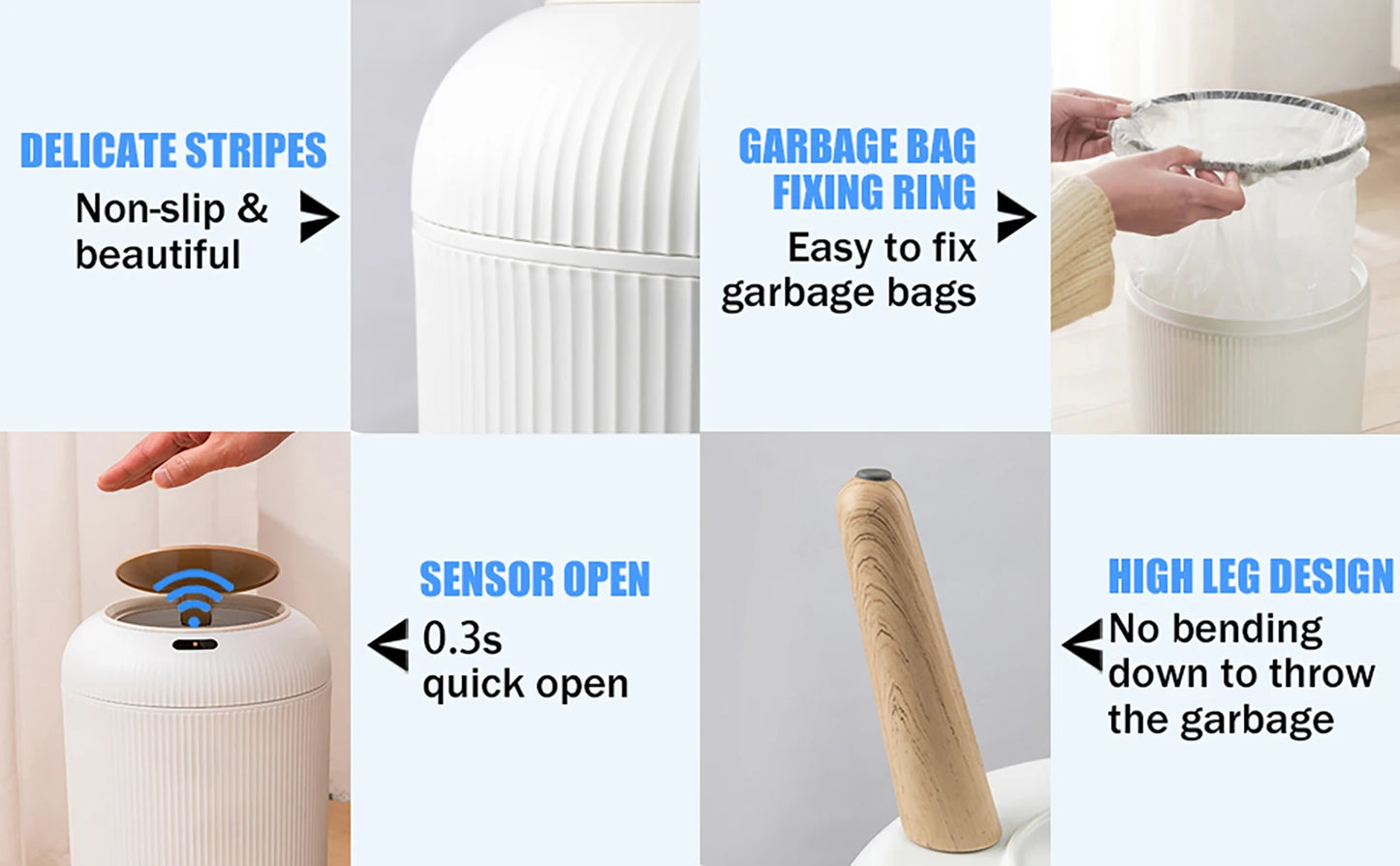 Automatic Trash Can with Lid, Small Plastic Smart