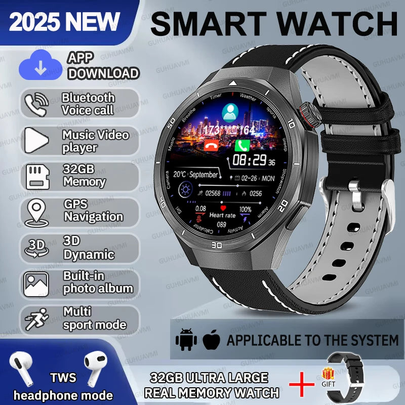 2025 Fashion 32GB Big Memory Men Smart Watch
