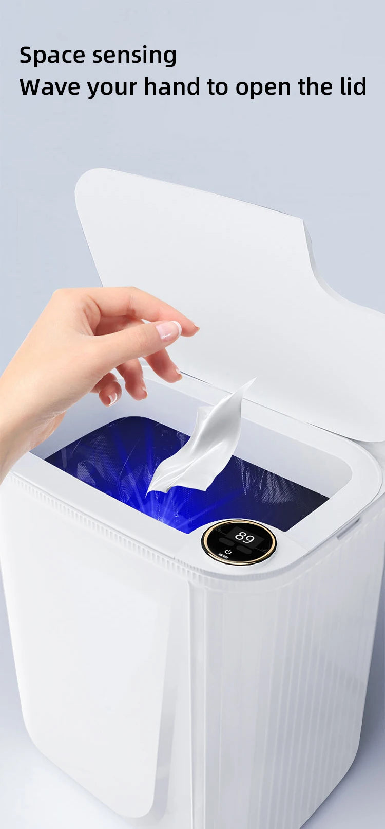 20L Smart Sensor Trash Can With Display Type-C