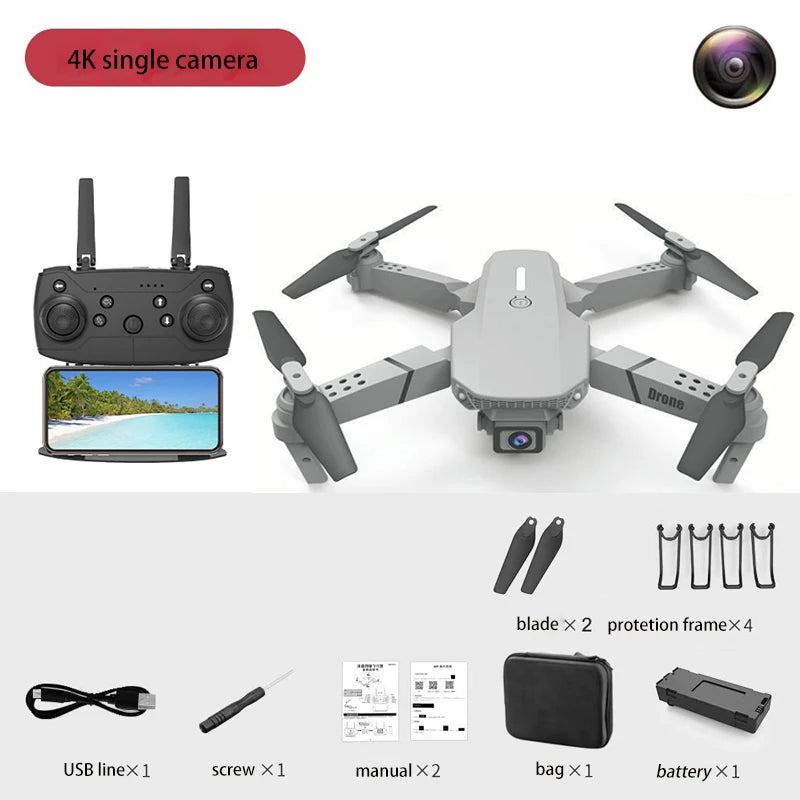 Hot-Selling E88 Smart Drone, One-Click Takeoff, Dual Camera