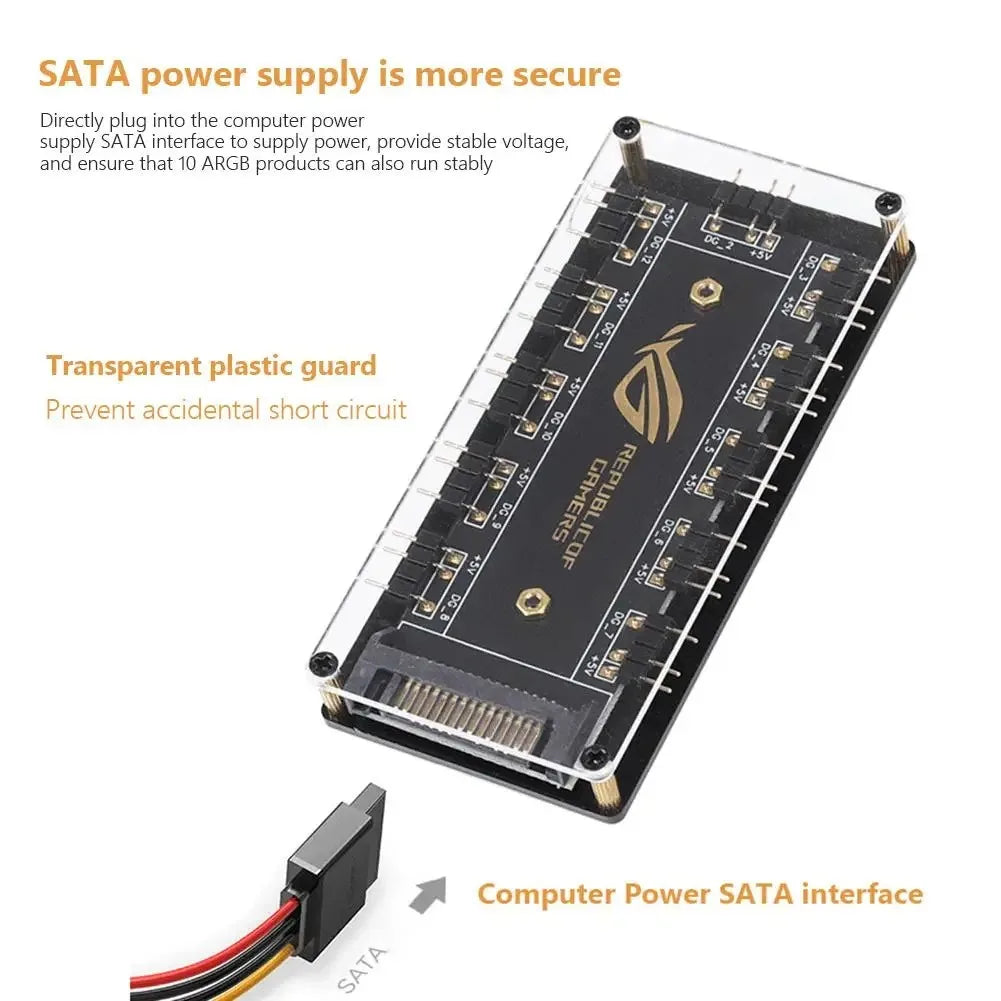 Coolcirc ARGB Connector 1 To 10 Port Splitter