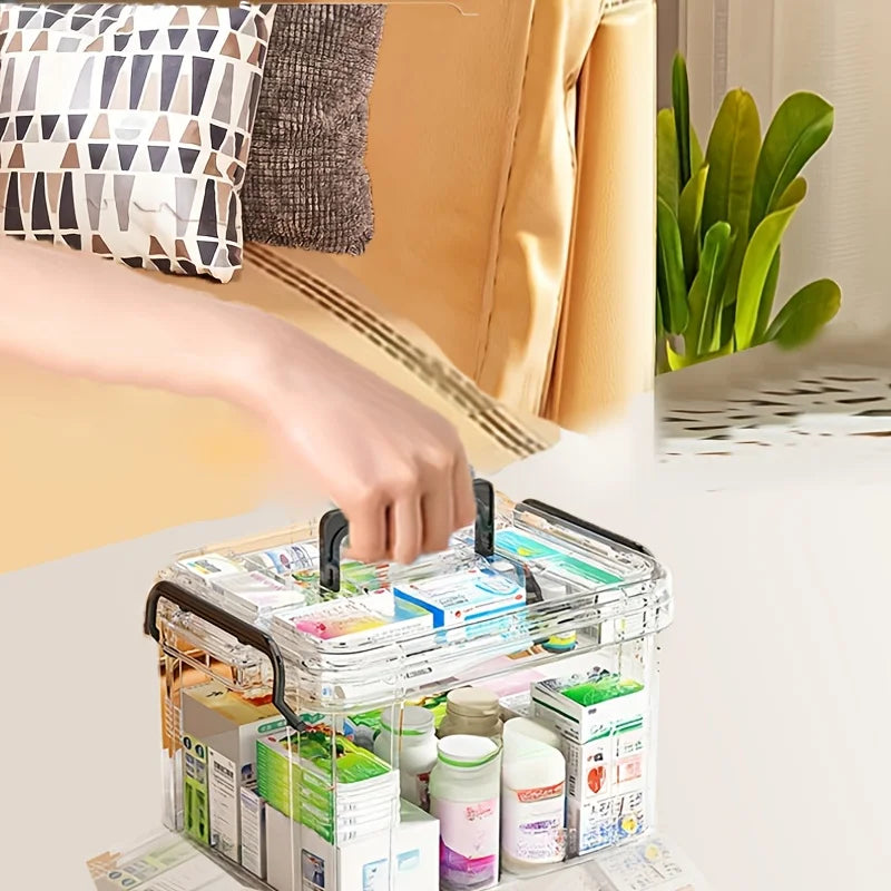Convenient and Transparent Medicine Organizer Box for Home
