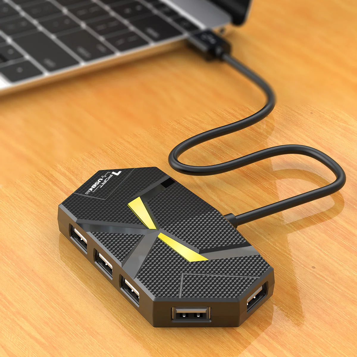 0.6CM/1.2M HUB 7-port Compatible USB2.0 Expansion Splitter Laptop