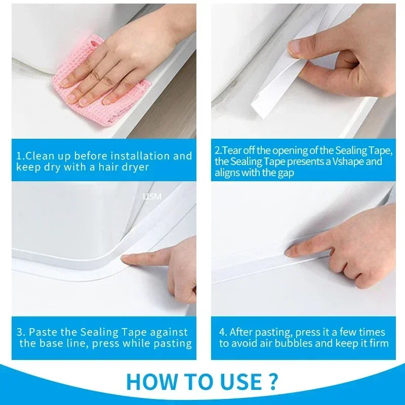 Shower Bath Sealing Tape Strips PVC Self Adhesive