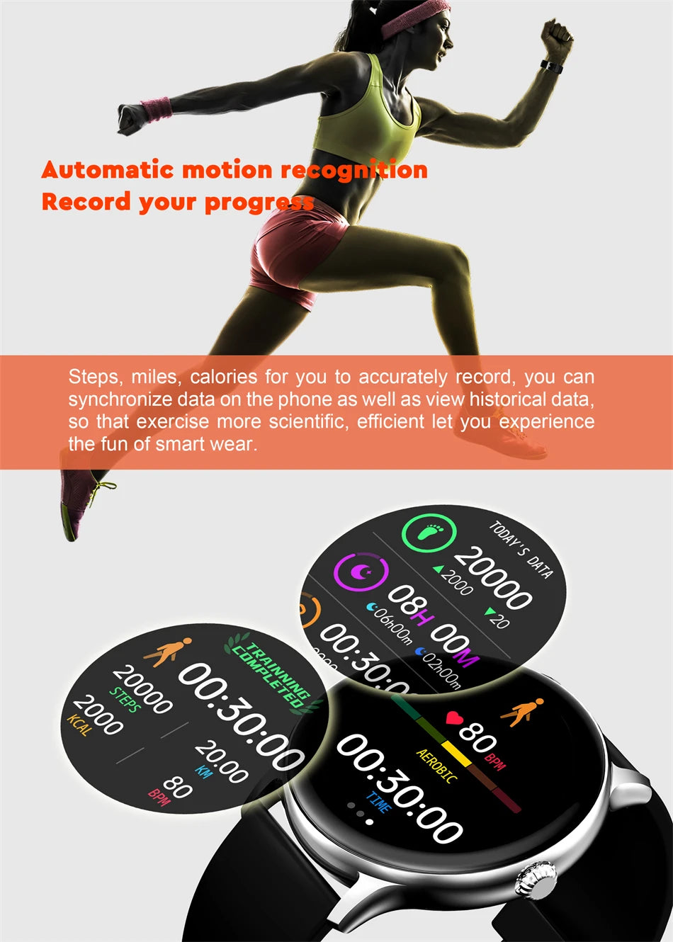 LIGE Women Smart band Watch Real-time Weather Forecast
