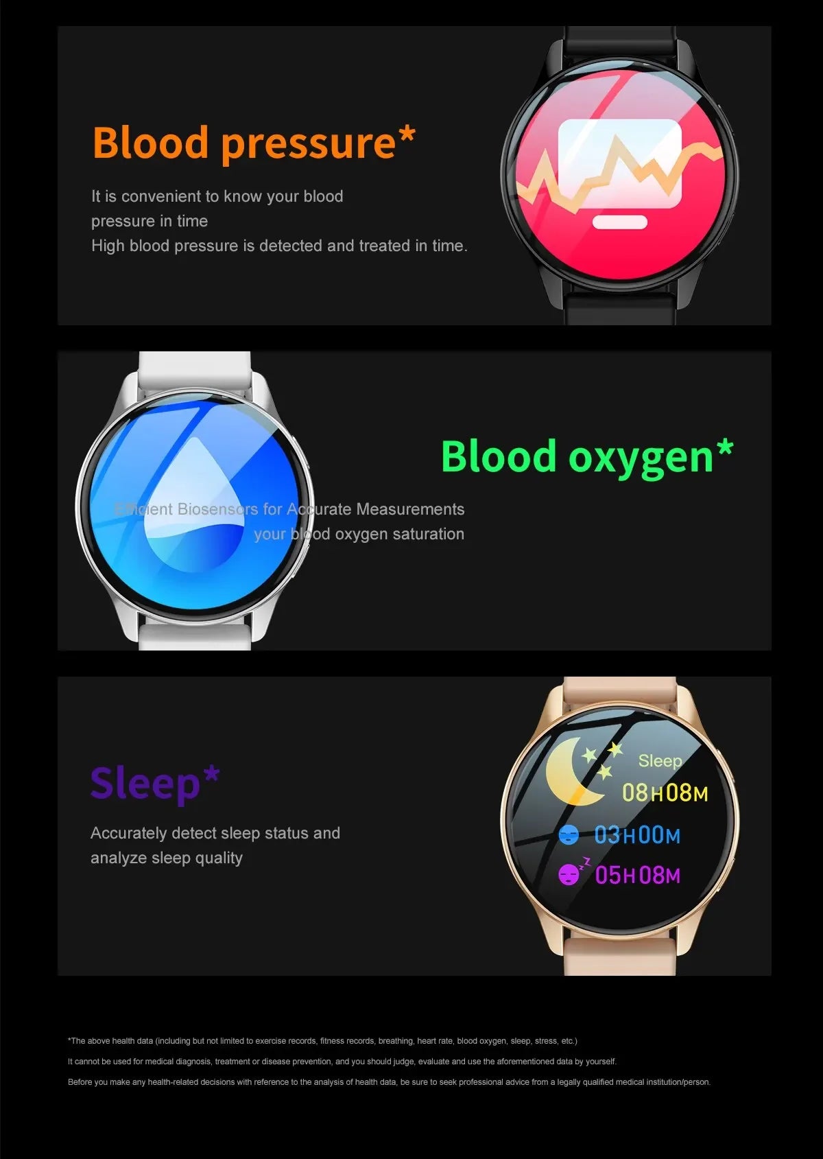 New Women Bluetooth Call Smart Watch HeartRate Blood