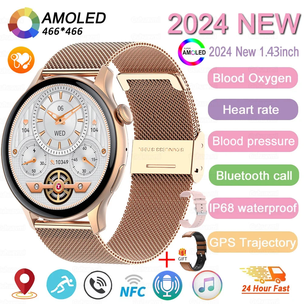 2024 New GPS Smart Watch Women True AMOLED
