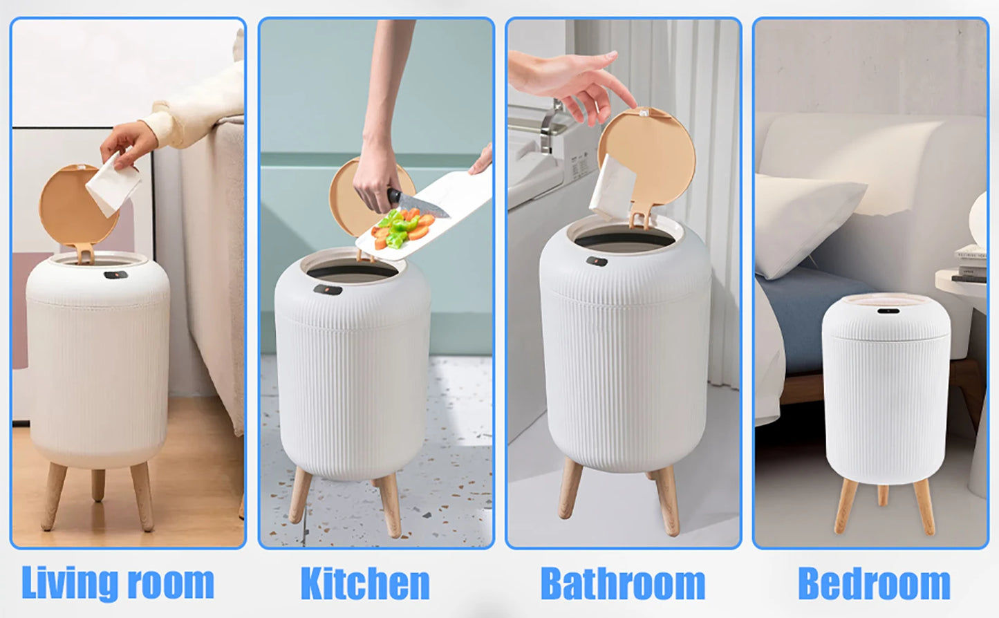 Automatic Trash Can with Lid, Small Plastic Smart