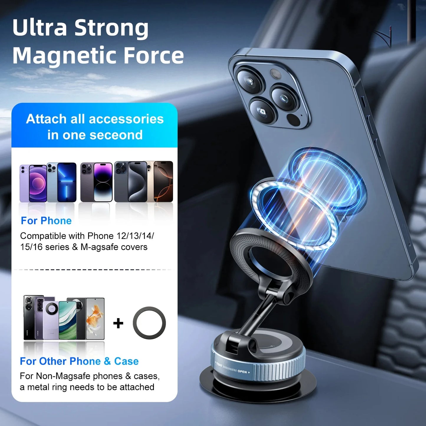 Magnetic Car Phone Holders Vacuum Suction Mobile Phone