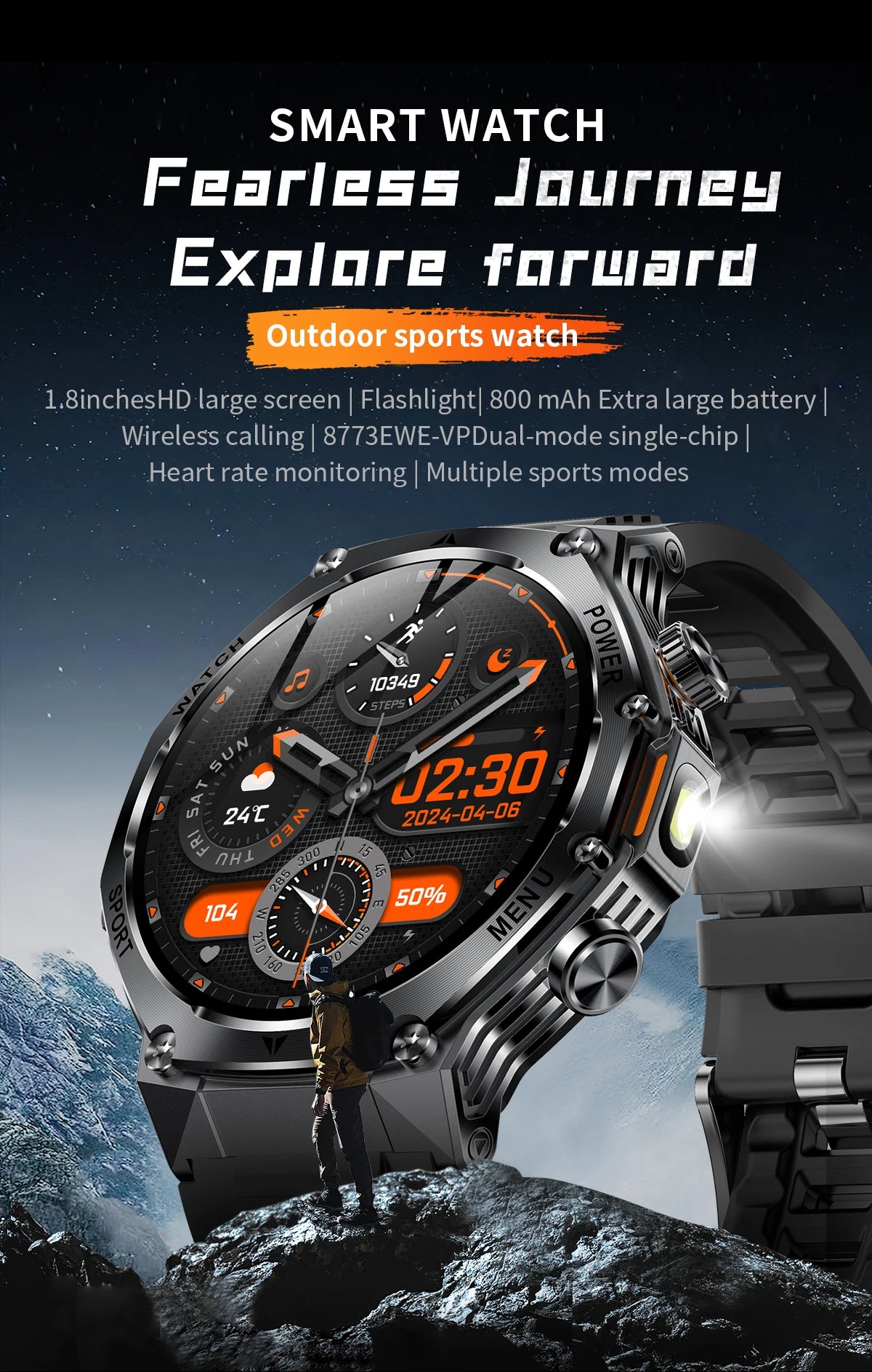 LIGE New Men Smart Watch Bluetooth Calling 800mAh