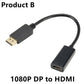 4K DP to HDMI-compatible Adapter Converter DisplayPort to