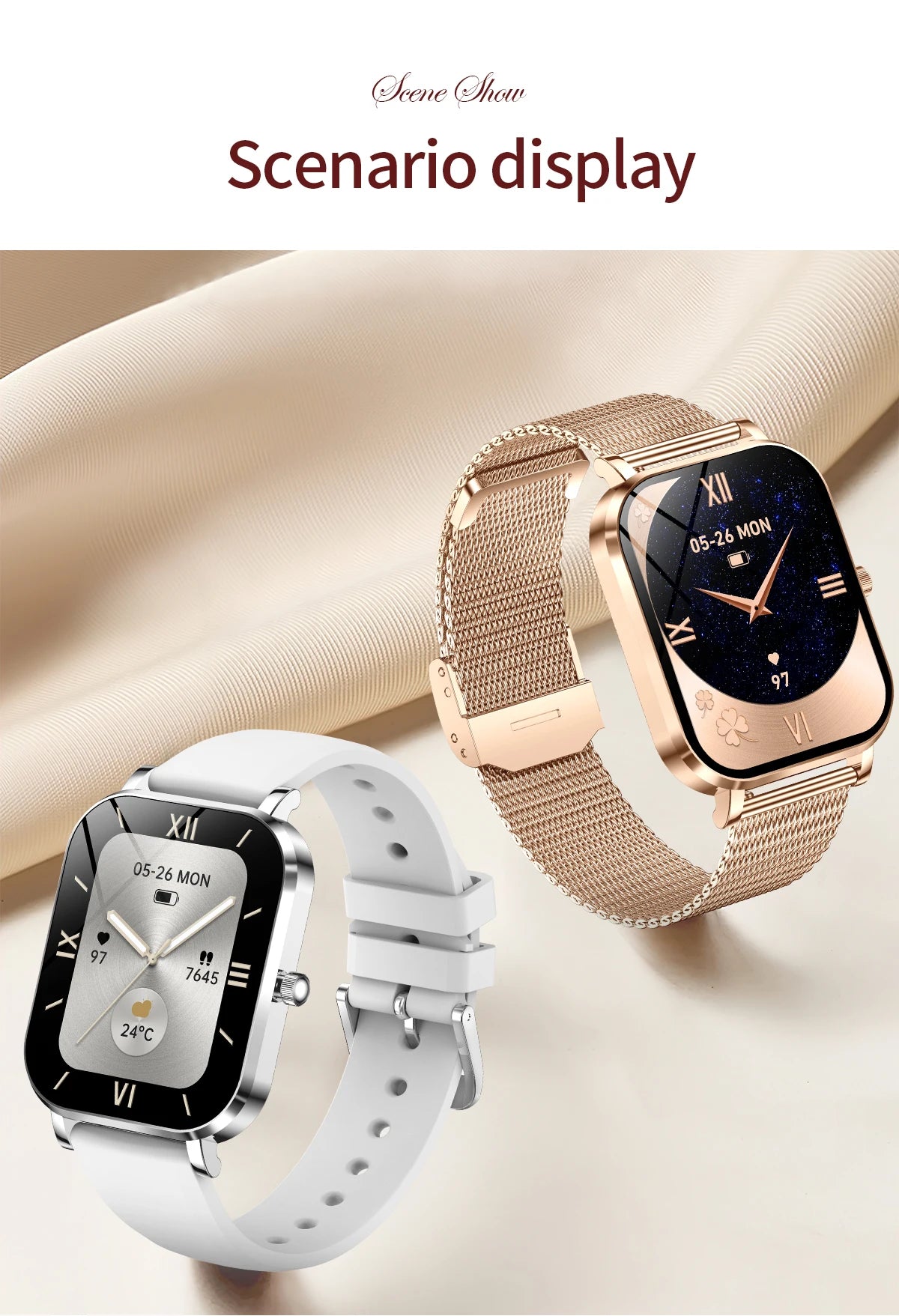 2025 New Smart Watch Women Waterproof Bluetooth Call