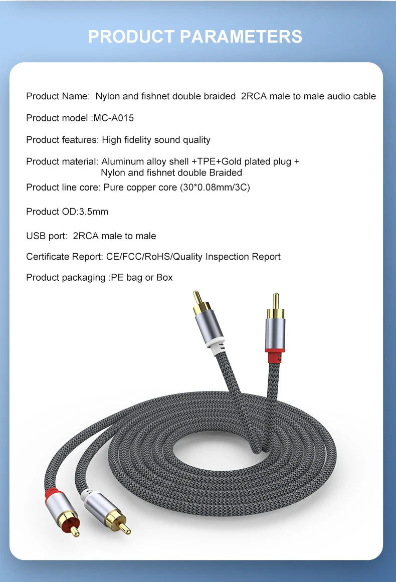 RCA Cable 2 Rca To 2 Rca Stereo