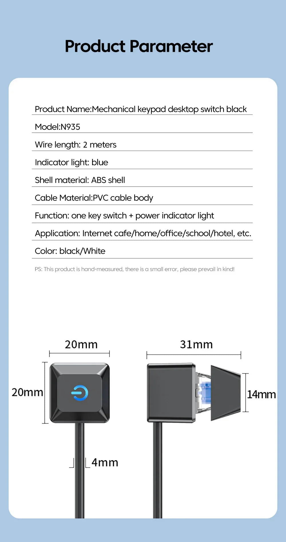 NNBILI Computer Desktop 2M Switch LED Lights PC