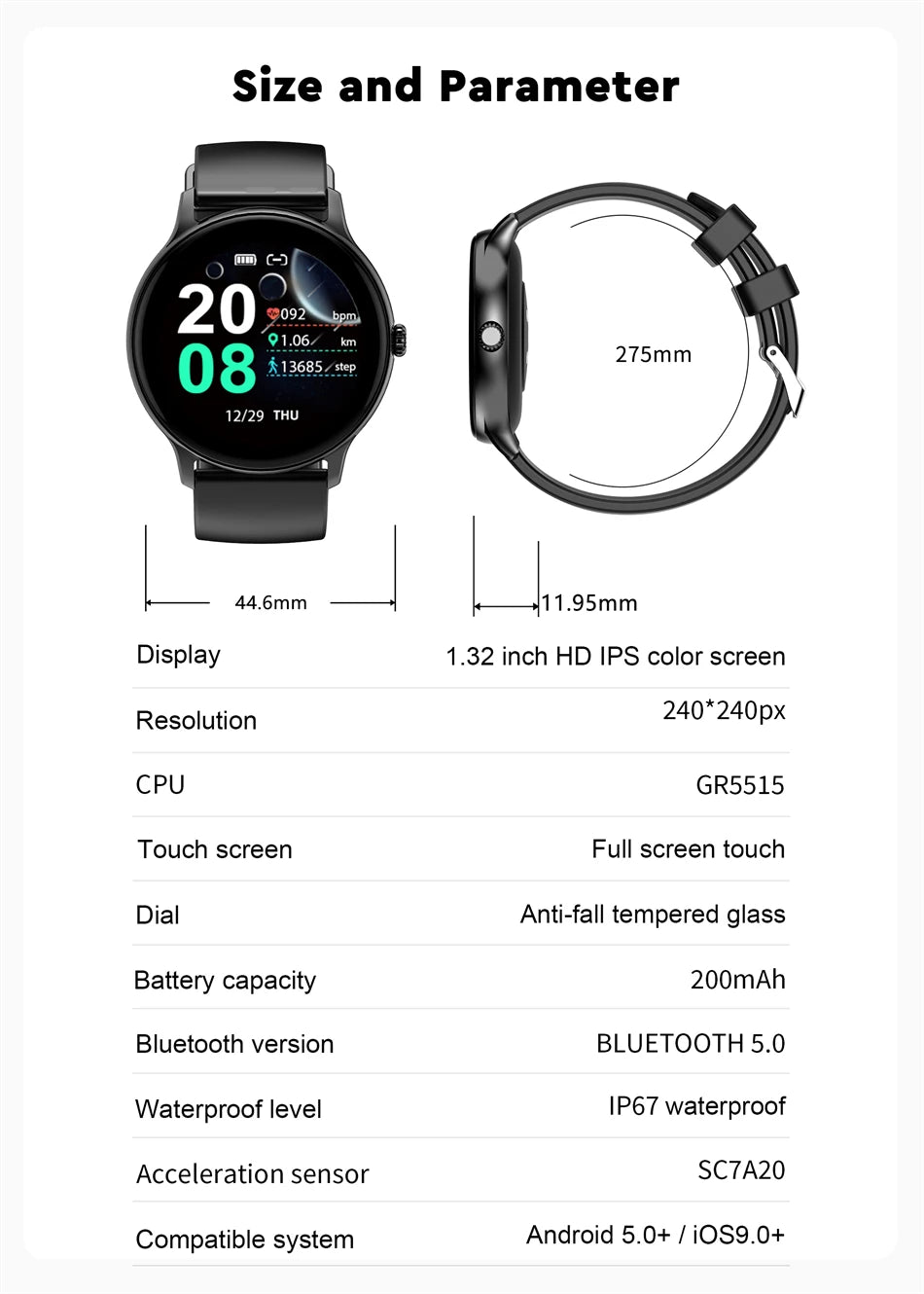 LIGE Women Smart band Watch Real-time Weather Forecast