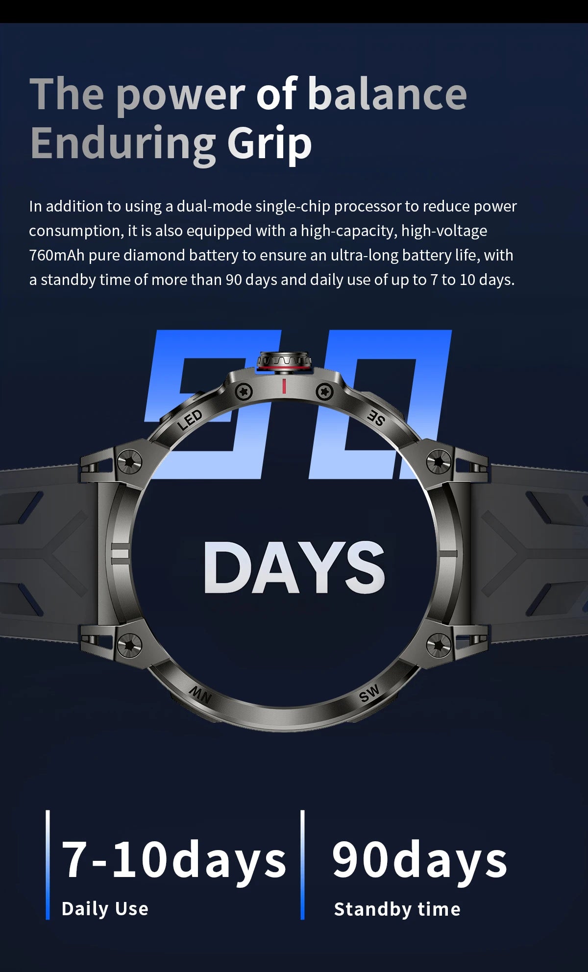 LIGE 760mAh Large Battery Outdoor Smart Watch Men
