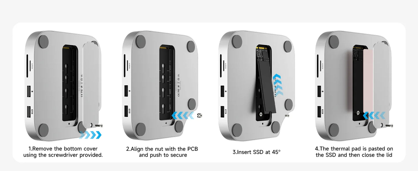 Minisopuru Mac Mini M4 Dock Stand with M.2