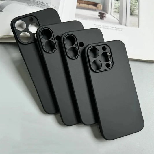 Luxury Black Silicone Matte Phone Case For iPhone